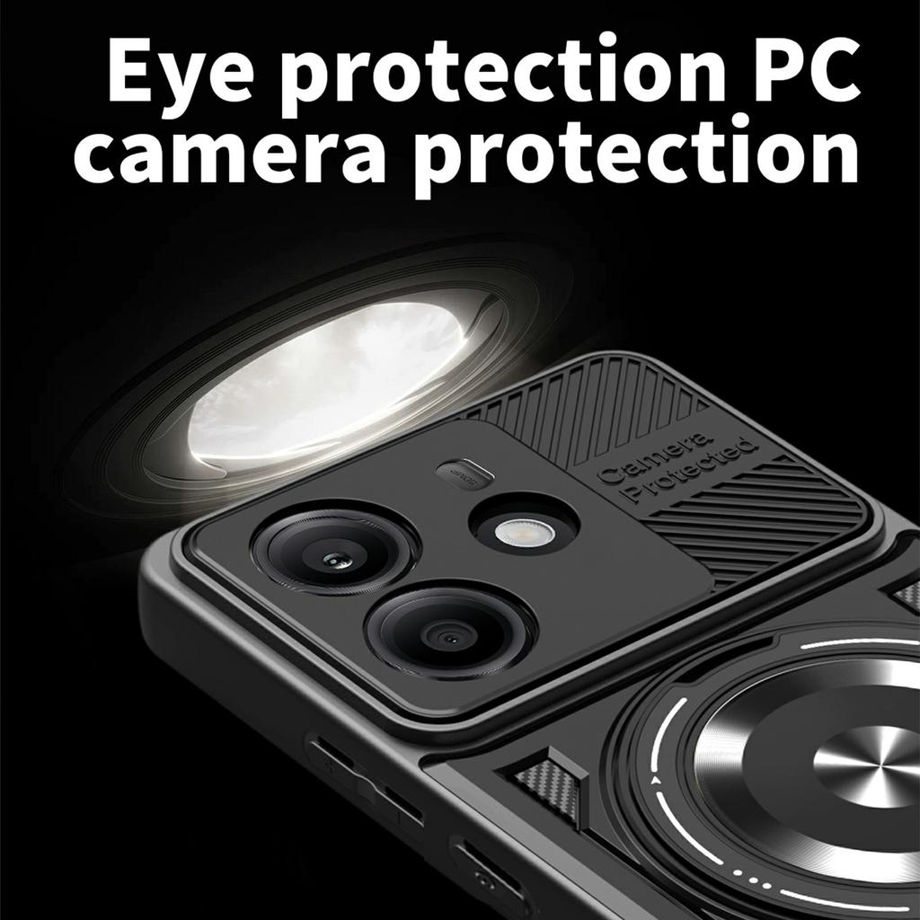 Dla Xiaomi Redmi Note 14 4G (164,84 mm) Magnetyczne etui obrotowa podpórka TPU+PC pokrowiec na telefon