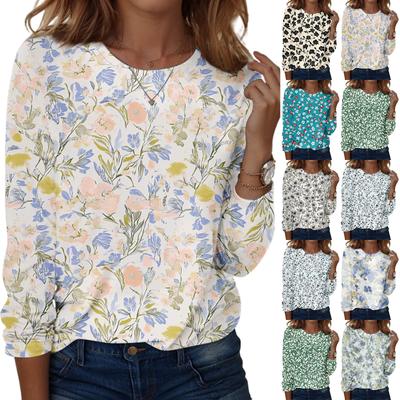 Long Sleeve Shirts For Women Cute Print Graphic Tees Blouses Casual Plus Size Basic Tops Pullover