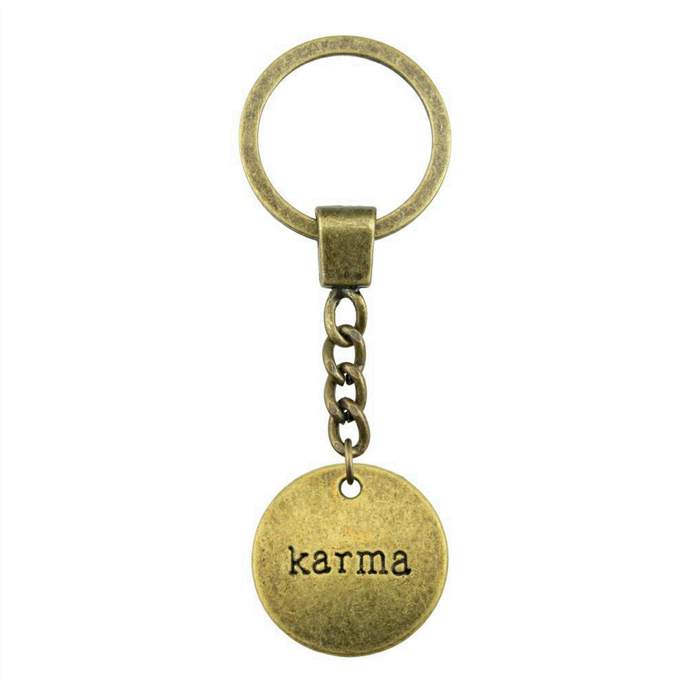OM Symbol Letter Keychain Tags Yoga Themed Charm Key Holder 30mm Ring
