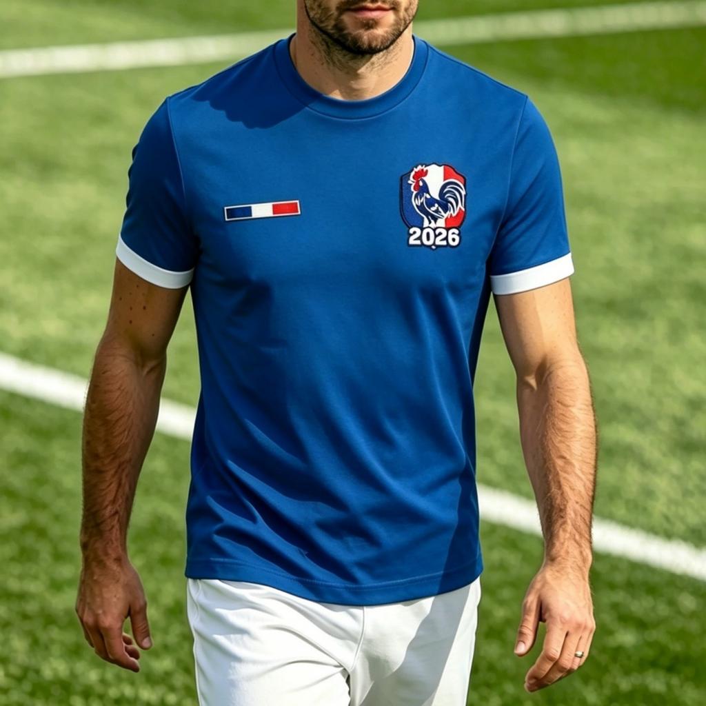 Men's Casual Crew Neck Short Sleeve Pullover T-Shirt Football Fan Jersey World Cup Supporter Top France Design