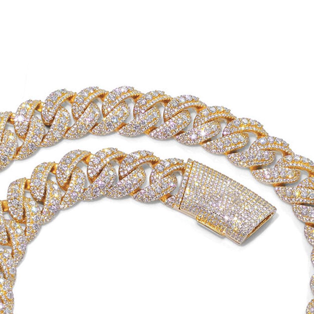Hip Hop Accessoire 22mm Breed Roségouden Ketting Koper Zirkonia IJskoud Modieuze Zware Ketting Voor Mannen En Vrouwen W6667WW-Gold Color