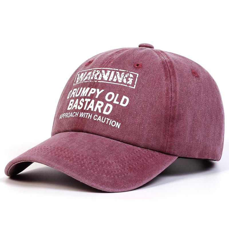 Unisex Warning Grumpy Old Bastard Print Wash Baseball Caps Spring And Autumn Outdoor Adjustable Casual Hats Sunscreen Hat