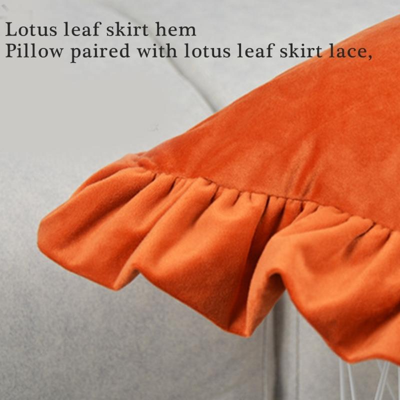 17.7In/19.7in Pillowcase Square Ruffled Pillow Sham Velvet Wrinkle Resistant Zippered Sofa Bedroom Decoration