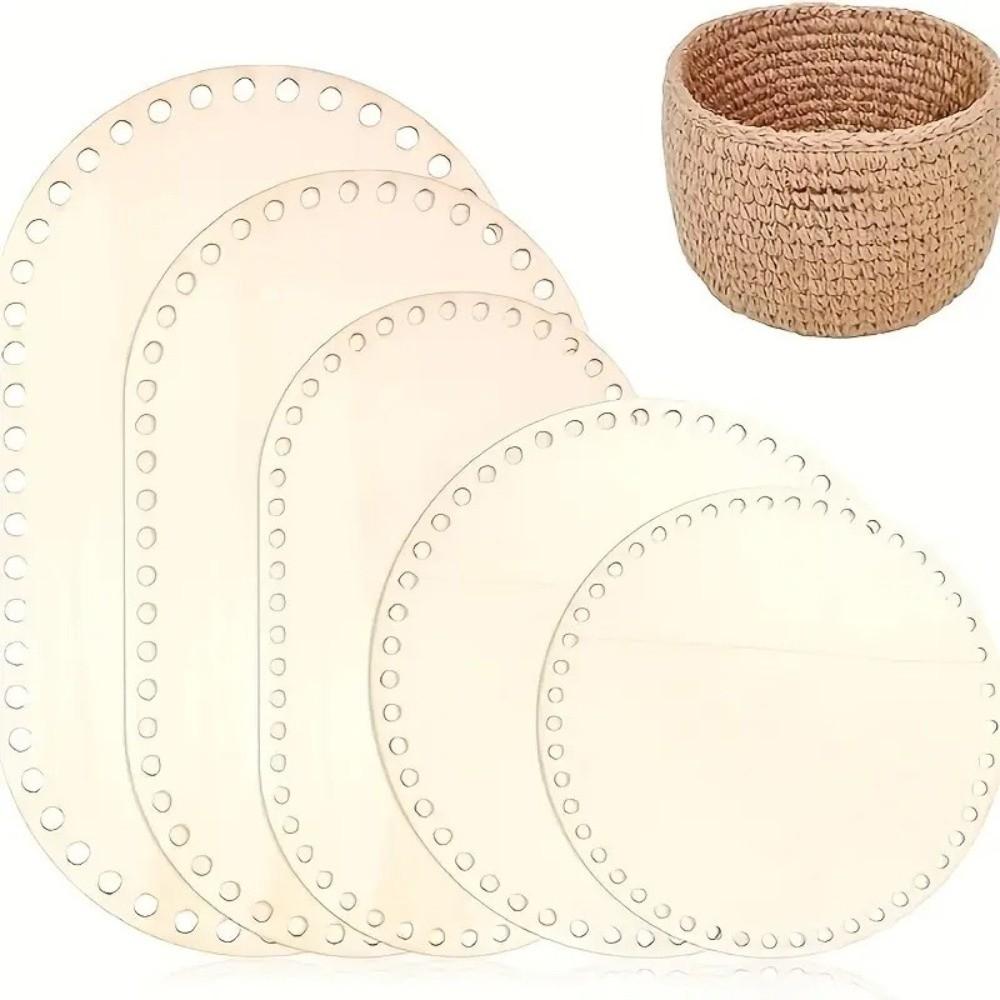 Wooden Crochet Basket Bases Oval/Round Five Sizes DIY Basket Weaving Stand Handmade Hand Weaving Supplies Crafting Crochet