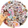 Lot de 10/50 autocollants Labubu mignons, motif dessin animé Kawaii, pour bouteille d'eau, pour enfants et adolescents, en vinyle imperméable, esthétiques, pour ordinateur portable