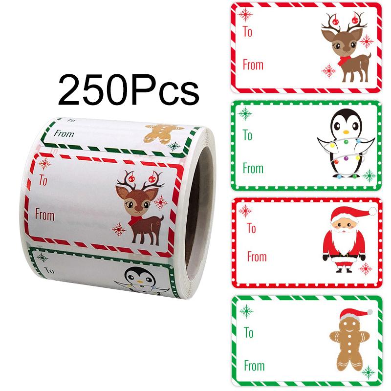 250 Stück/Rolle Klebeetiketten Vintage Weihnachten Frohe Weihnachten Weihnachtsgeschenke Feiertagsdekoration Geschenkanhänger Etikett Geschenkpapier