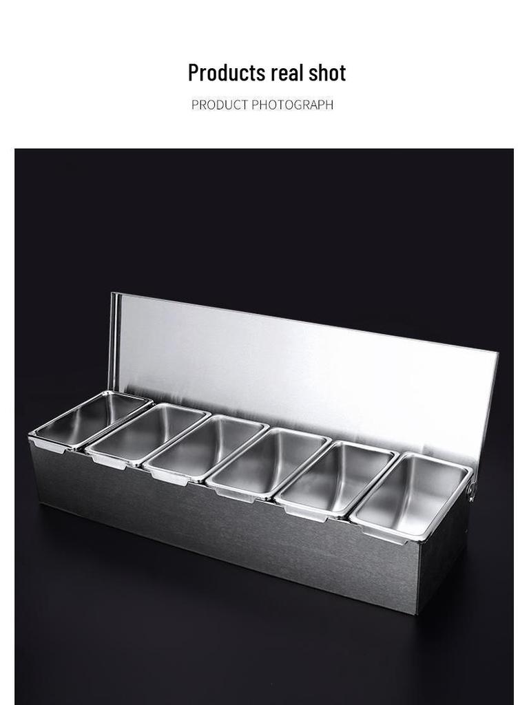 Stainless Steel Spice & Seasoning Box with Lid for Kitchen or Restaurant Use