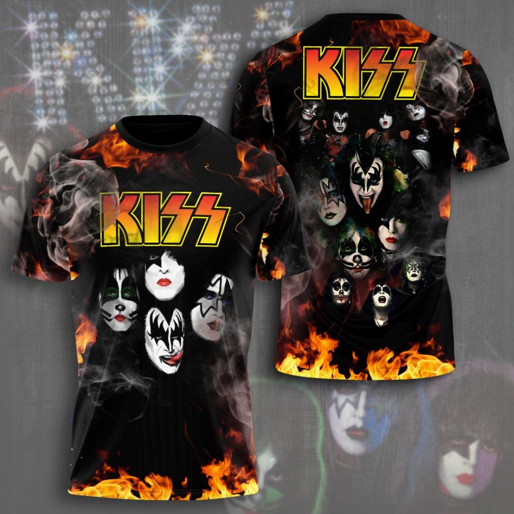 Kiss Band Cool Lässig Spaß Streetwear Hip Hop 3D Druck Herren/Damen Kurzarm T-Shirt Oversized Rundhals Tee Top Herren T-Shirt