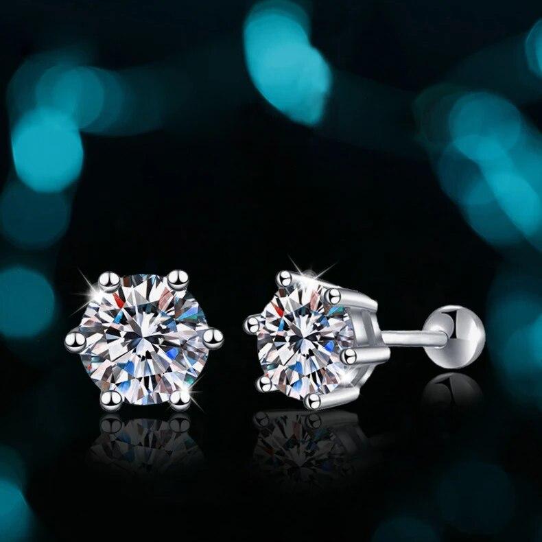 

D Цвет 100% Настоящее Серебро 925 Пробы Муассанит Серьги Всего 2 Карата Для Женщин Сверкающие Свадебные Украшения Высочайшего Качества