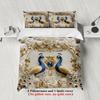 Peacock Floral Bedding Set Cream Gold Blue Peacock And Rose Pattern Duvet Cover Pillowcases For Bedroom Decor
