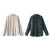 Women's Turn Down Collar Long Sleeve Plaid Shirts Blouses Loose Fit Casual Button Down Tops