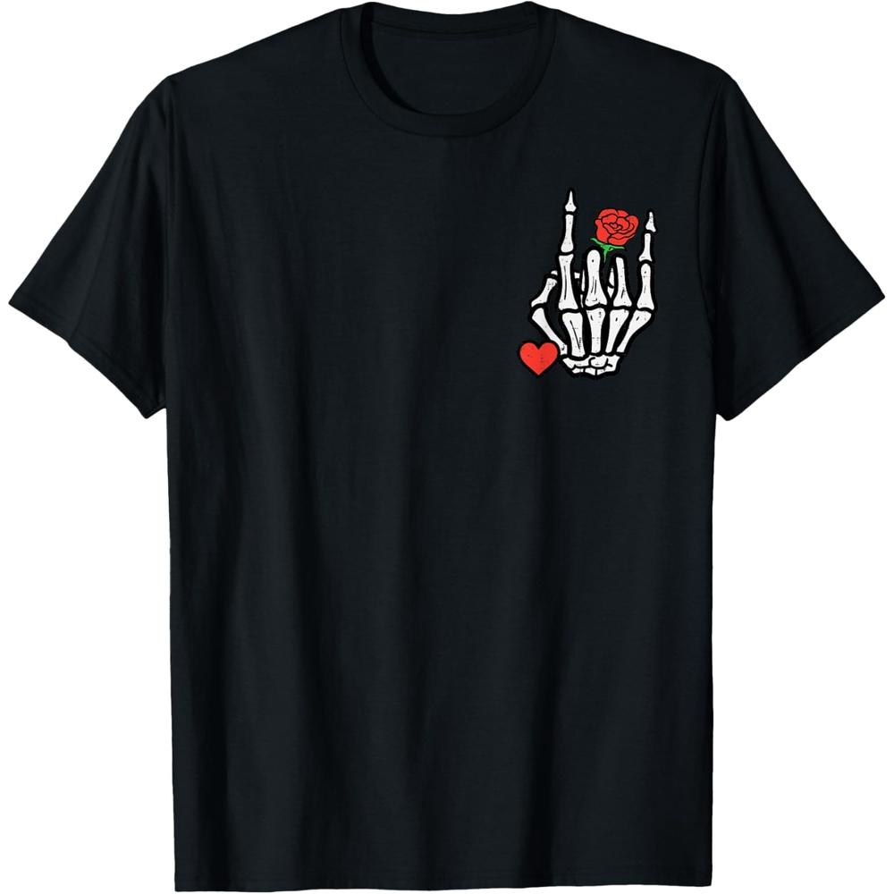 Skeleton Rock Band Punk Rocker Valentines Day Men Women Gift T-Shirt S чёрный