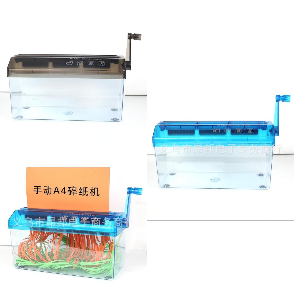 Déchiqueteuse de bureau compacte à coupe droite, manuelle, petite, pour format A4, à manivelle