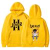 Interesting boy swinging logo printed hoodie