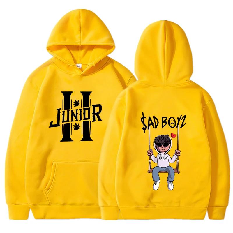 Interesting boy swinging logo printed hoodie