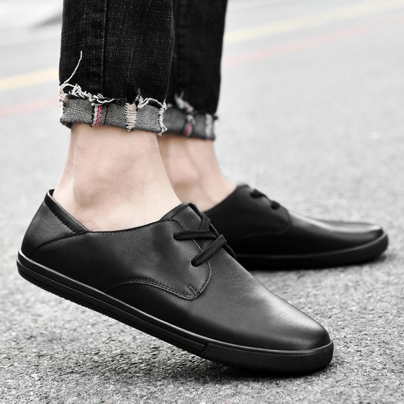 Nové velké kožené pánské boty pro volný čas Ručně vyráběné boty pánského stylu Pohodlné pánské prodyšné pánské tenisky Boty z hovězí kůže