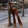 Golden Velvet Wide Leg Pants Women High Waist Drop Good Casual Pants  Loose Flare  Women's Pants