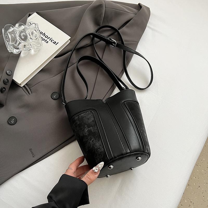 Summer Pink Bucket Handbag Fashion Splicing Single Shoulder Underarm Bags Women's  New Korean Popular Crossbody Bag