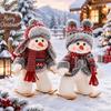 Christmas Decorations Set Snowman Figurine With Hat Tabletop Ornament Nordic Style Home Dining Room Holiday Display
