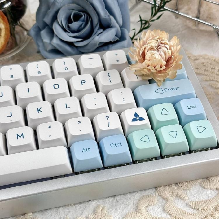137PCS XDA PBT Keycaps with Heat Sublimated  Ice Mint Theme for Mechanical Keyboard Enthusiasts