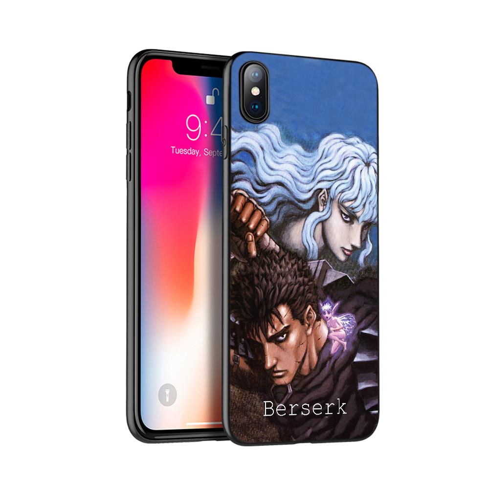 Black Tpu Case for Iphone 5 5s SE 2020 6 6s 7 8 Plus X 10 Case Cover for Iphone XR XS 11 Pro MAX Case Berserk Guts Anime Cool
