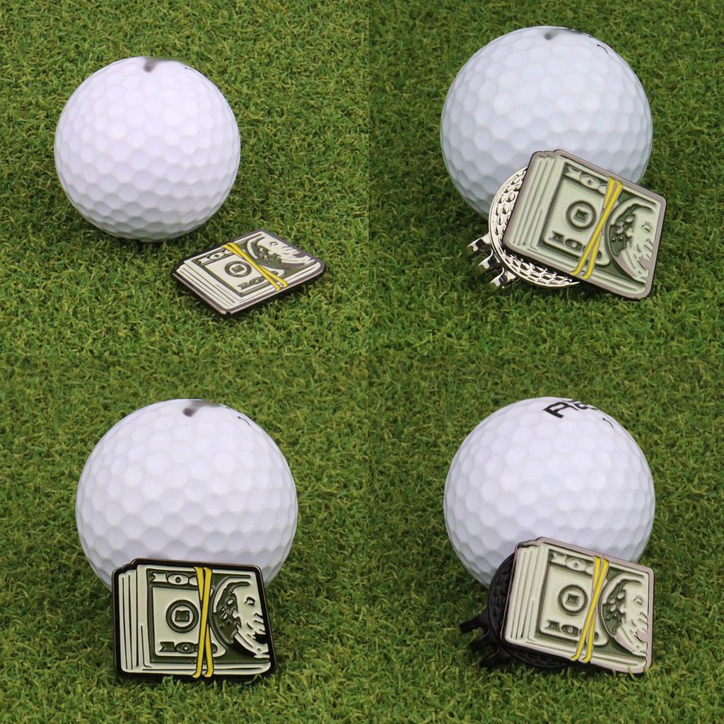 Dollar Bill Golf Ball Markers and Magnetic Hat Clips Golf Putting Alignment Aiming Cap Clips Court Gift for Men Women