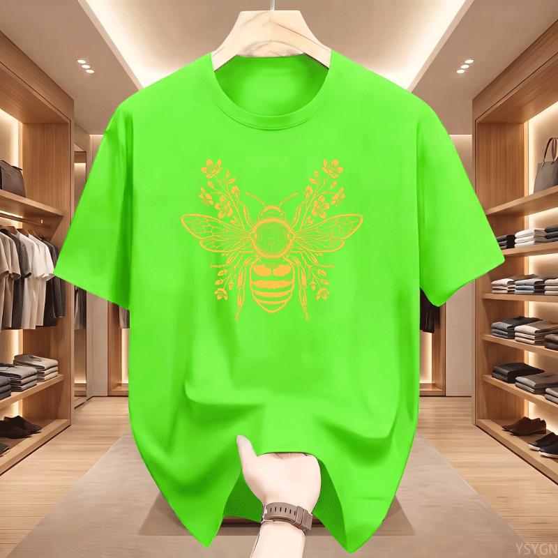 Botanical Bee TShirt Bee Lover Gift Floral Bee Tee Honey Nature Lover Printed Tshirts Unisex Summer Cotton Casual T Shirt