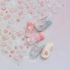 White Flower Petal Cherry Blossom Peach Blossom Falling Petal Floral Gradient 5D Self Adhesive Nail Art Sticker Manicure Decals