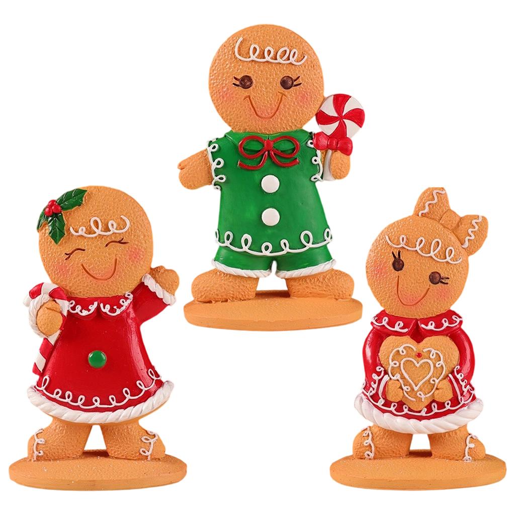 Miniature Gingerbread Man Figurine Christmas Resin Figure Ornament For Christmas Birthday Winter Holiday Decorations