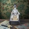 Gothic Desk Accessory Halloween Skull Ornament, Resin Skeleton Shape 3D Printed Office Ornament Figure, Portable Desktop Figurine Tabletop