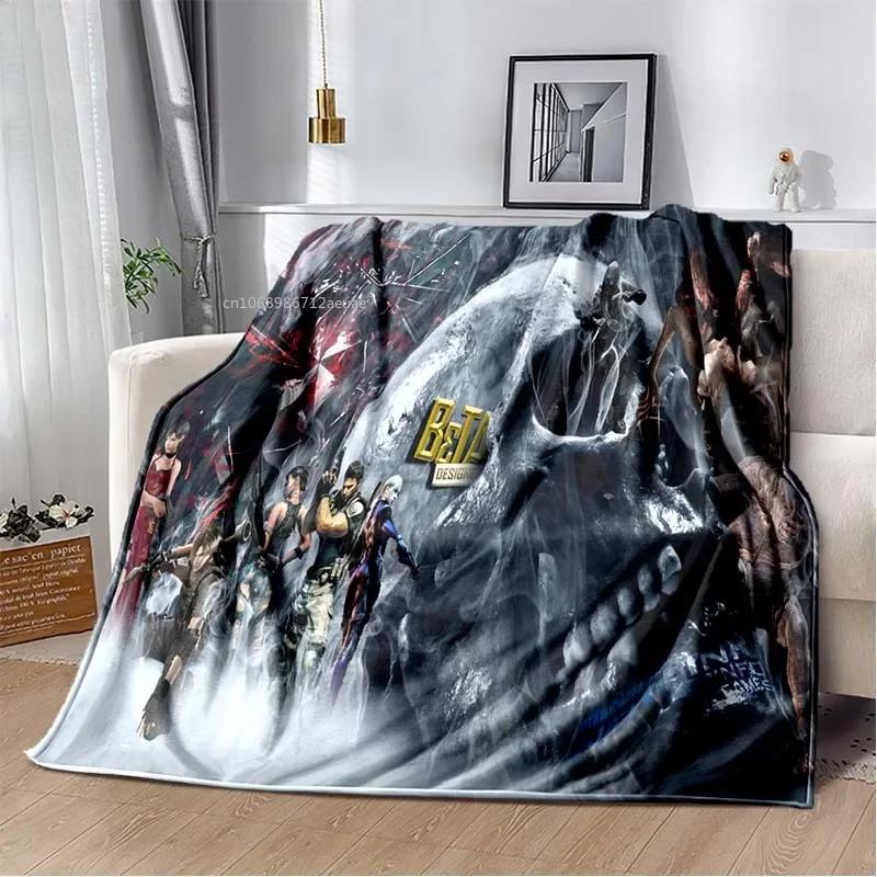 R-Resident Evil Game Gamer Soft Plush Blanket Leon Ada Red Umbrella Blanket for Living Room Bedroom Bed Sofa Picnic Office Cover