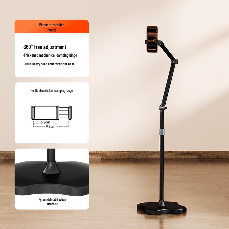360° Rotating Stand: Floor Mobile Streaming & Overhead Tablet Shooting Support