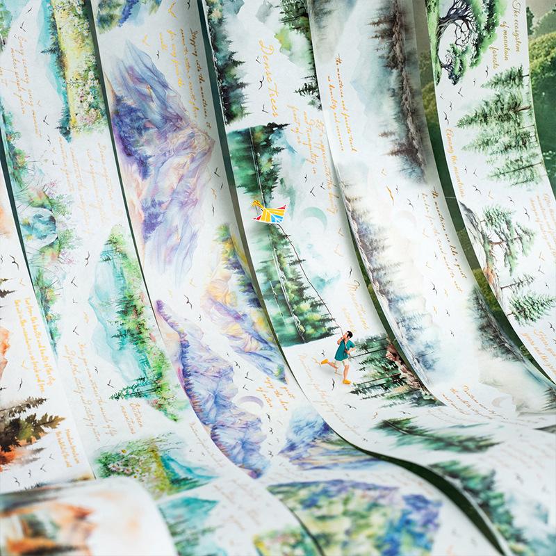 Beautiful Day Gold Foil Washi Tape: Mountain and Forest Scenery - 6 Styles Available
