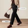 Women's High-Waist Hyaluronic Acid Warm Fleece Straight-Leg Trousers