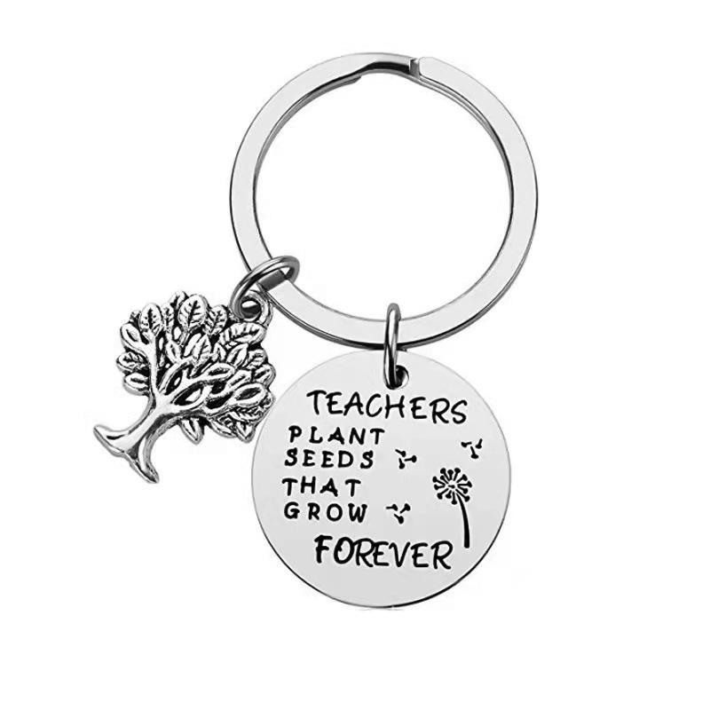 Teacher s Day Gift: Teachers Plant Seeds Stainless Steel Keychain - Graduation Gift