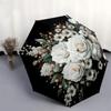 1pc Elegant White Floral Bouquet Umbrella with Plastic Handle,Suitable for All Seasons Home Travel Outdoor UmbrellaB1809