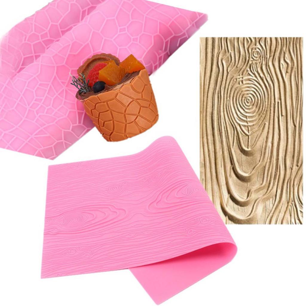 Large Tree Bark Texture Silicone Mould Texture Cake Decorating Silicone Mold for Cupcake Wedding Cake Decoration