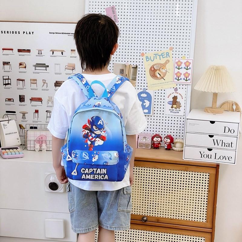 America Pattern Captain Kids School Backpack For Early Education