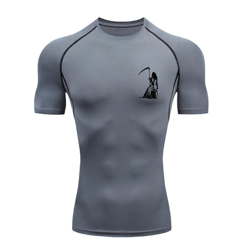 Grim Reaper  Men's Sports T-shirt Training Compression Quick Dry Short Sleeve Rashgard Tops Jogging Running Workout T-Shirt