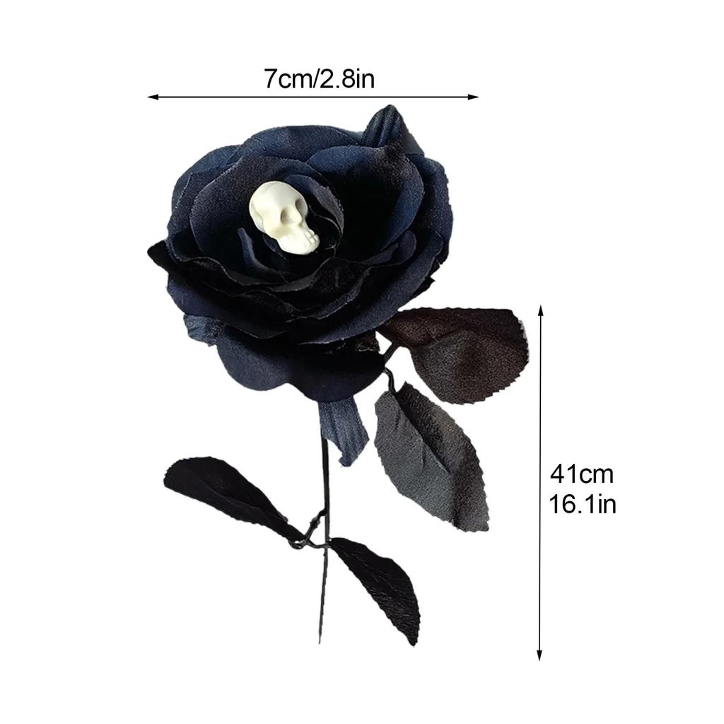 Artificial Rose Flowers With Skull Head Layout Fake Realistic Bendable Roses For DIY Photo Props Halloween Parties Home Decor