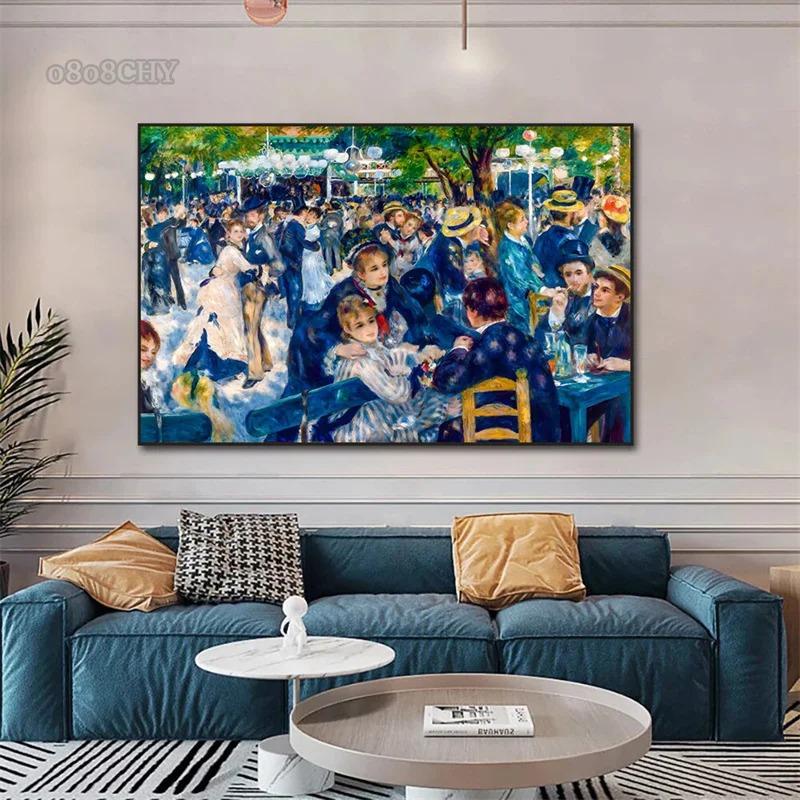 Auguste Renoir und Claude Monet Porträt Kunstwerke Drucke Poster Leinwand Gemälde Tanz im Le Moulin Wand Kunst Bild Home Decor