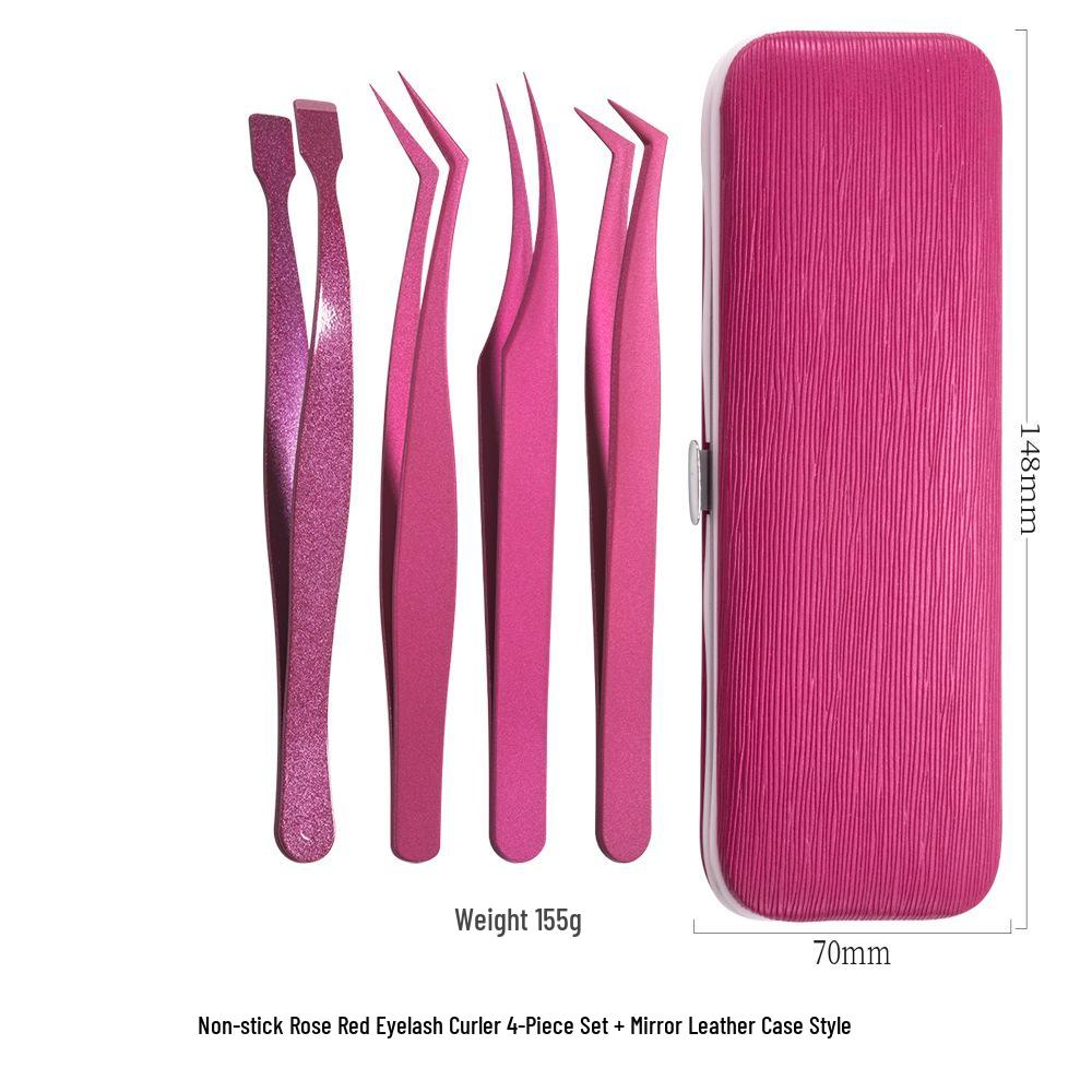 Non-stick Tweezers for False Eyelashes - Beginner & Professional Lash Artist Tool, Golden Feather Clip