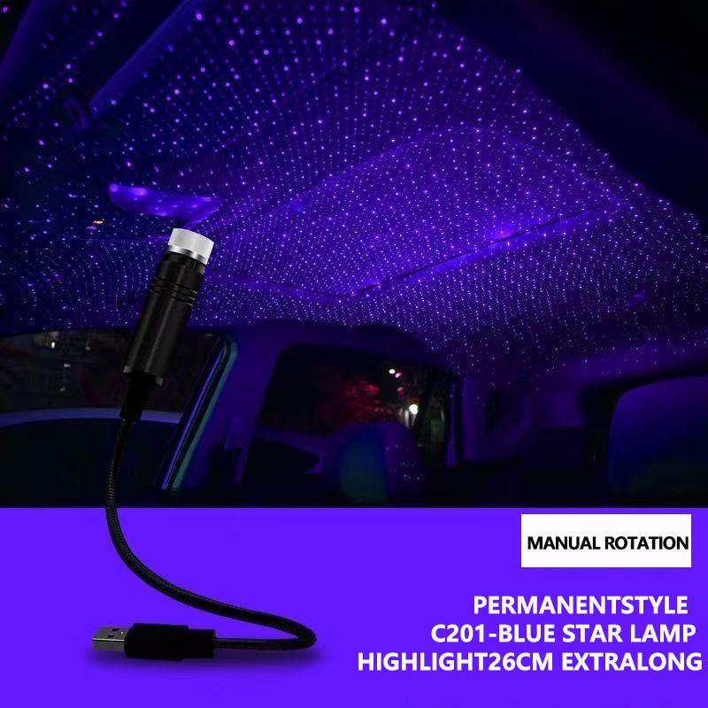 Car USB Starry Sky Top Atmosphere Light, Red Blue Dual Color Starry Sky Projection Light, Multi Scene Universal Romantic Atmosph