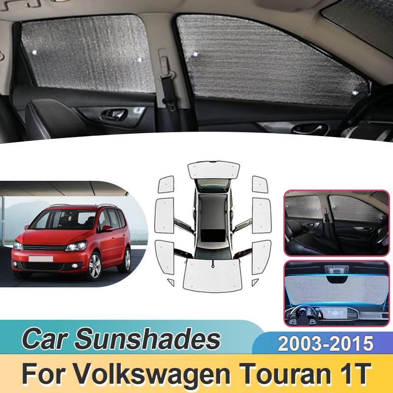 Car Sun Shades For Volkswagen VW Touran 1T 2003-2015 Sunshade Full Covers Windshield Blackout Anti UV Visors Auto Accessories