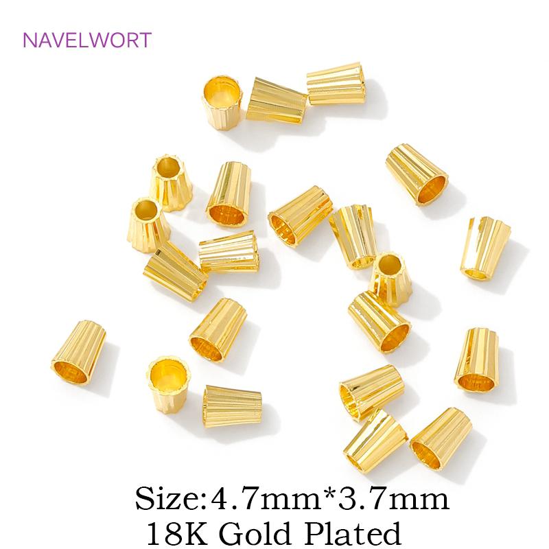 50/100pcs Spacer Beads For Jewelry 18K Gold Plated Brass Tube Beads,Separators For Beads,DIY Bracelets Necklace Making Supplies