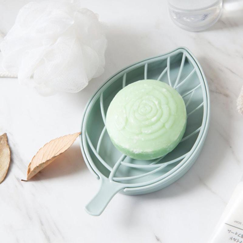 3 Farben Kreative Blattform Kunststoff Doppelschicht Seifendose Schale Badezimmerzubehör Aufbewahrung Teller Tablett Halter