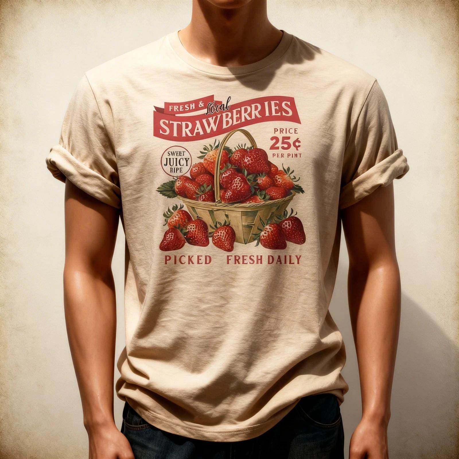 Strawberry T Shirt Fresh Picked Fruit Tee XL