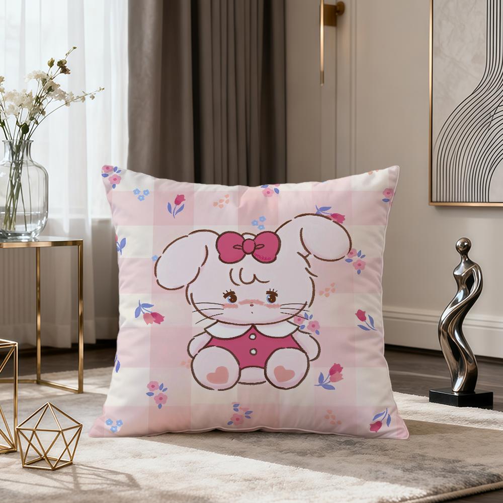 Cartoon Fun Art Pink Kawaii MMikko Cute Soft Comfort Pillowcase for Sofa Nap Living Room Party Home Pet Decor Pillowcover