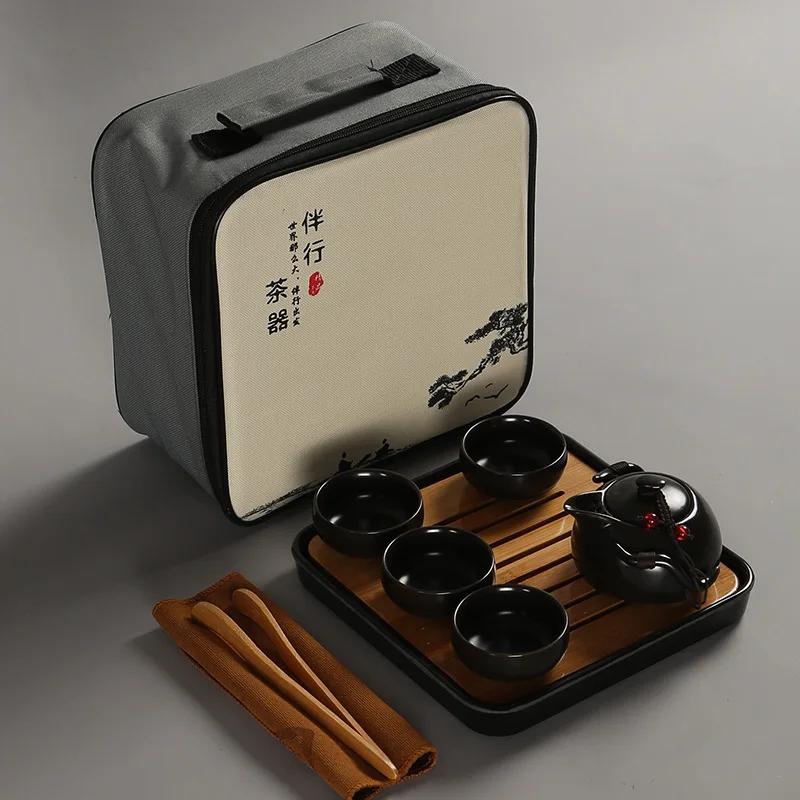 New Chinese Tea Gift Travel Set Kung Fu Portable Teapot Porcelain Teaset Gaiwan Cups of Ceremony