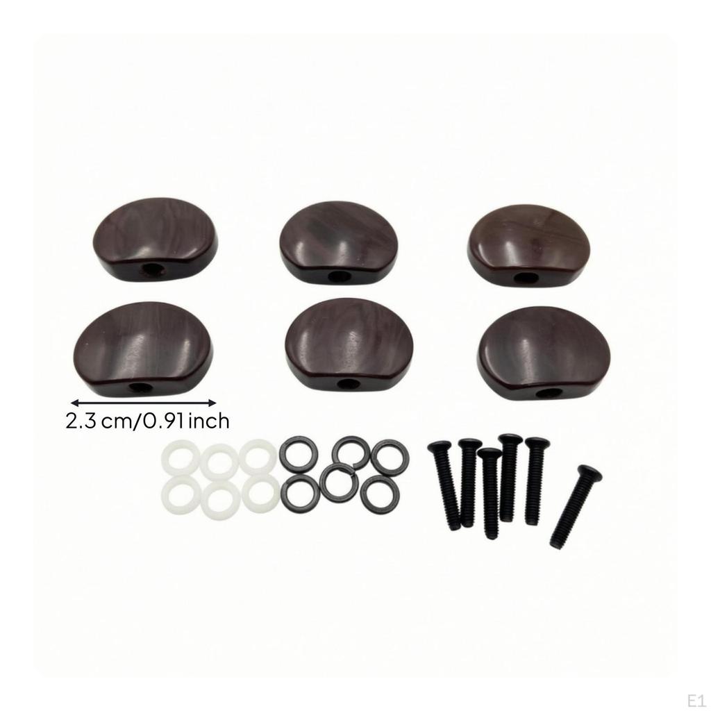 6 Pieces Guitar Tuner Button Knobs Replacement Oval Machine Head Cap for